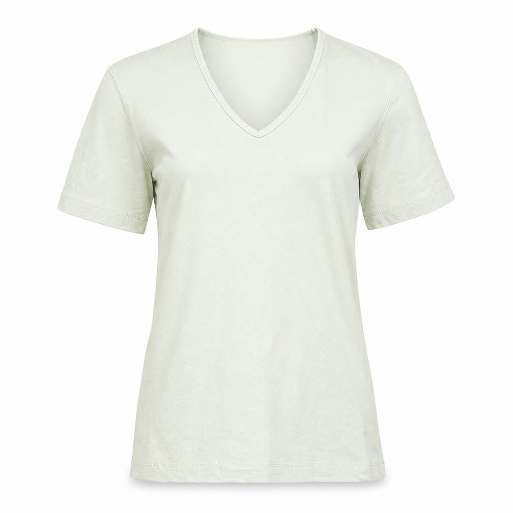 Poppy Womens Green V-Neck Short Sleeve Basic T-Shirt Size 10