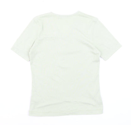 Poppy Womens Green V-Neck Short Sleeve Basic T-Shirt Size 10