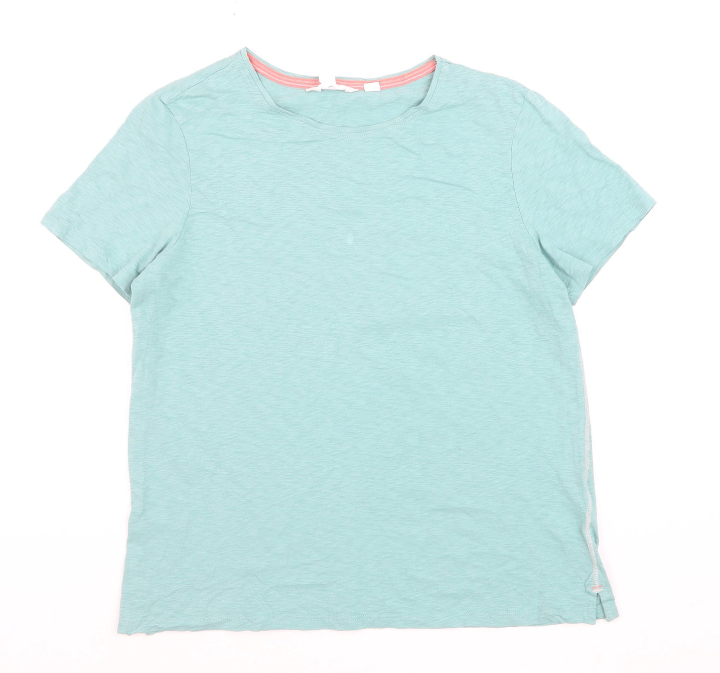 White Stuff Women's Blue Cotton Crew Neck Short Sleeve T-Shirt UK 12