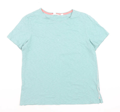 White Stuff Women's Blue Cotton Crew Neck Short Sleeve T-Shirt UK 12