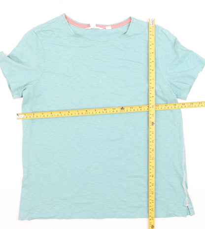 White Stuff Women's Blue Cotton Crew Neck Short Sleeve T-Shirt UK 12