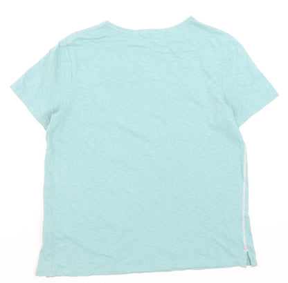 White Stuff Women's Blue Cotton Crew Neck Short Sleeve T-Shirt UK 12