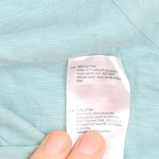 White Stuff Women's Blue Cotton Crew Neck Short Sleeve T-Shirt UK 12