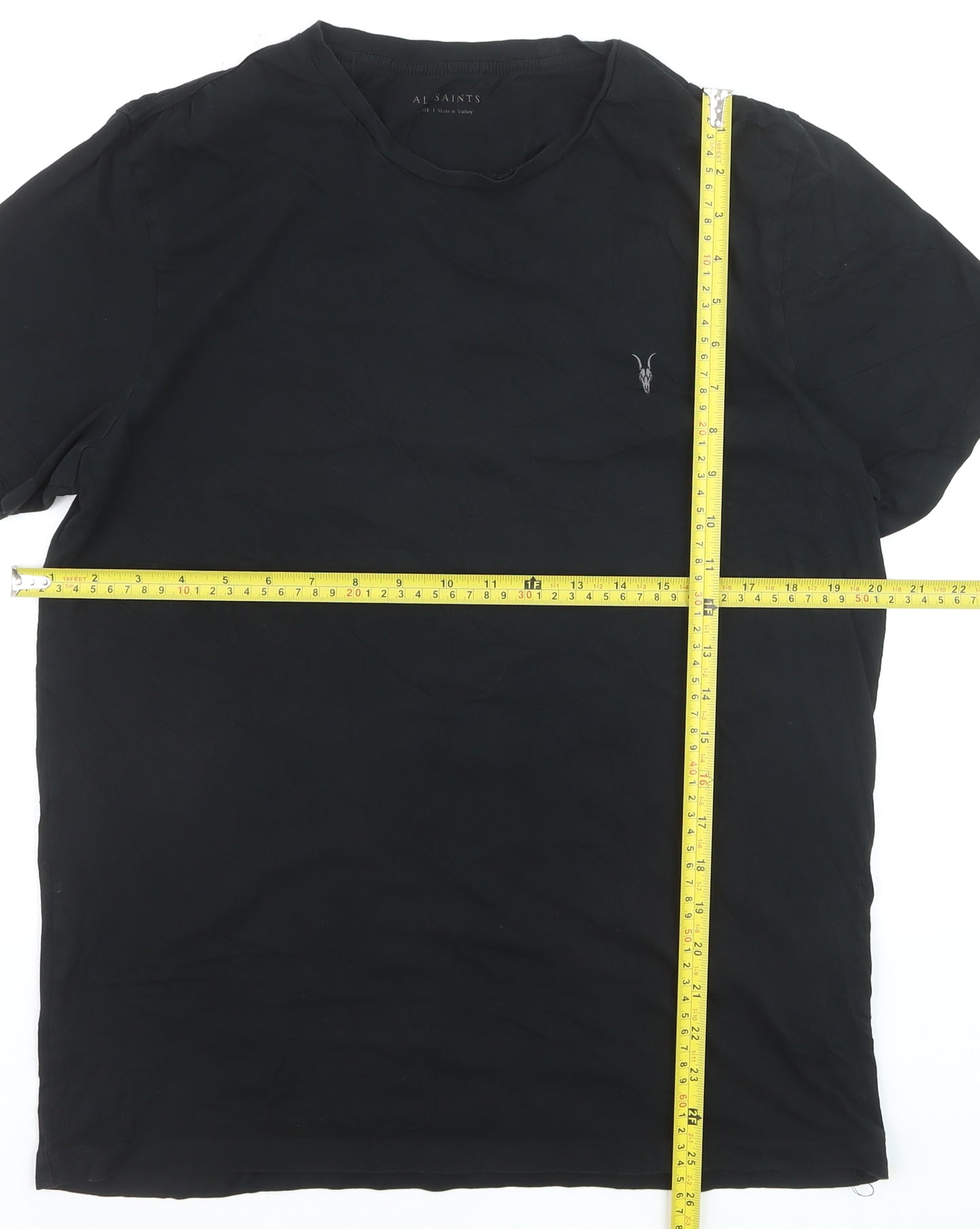 AllSaints Men's Black Cotton Crew Neck Logo T-Shirt Size L