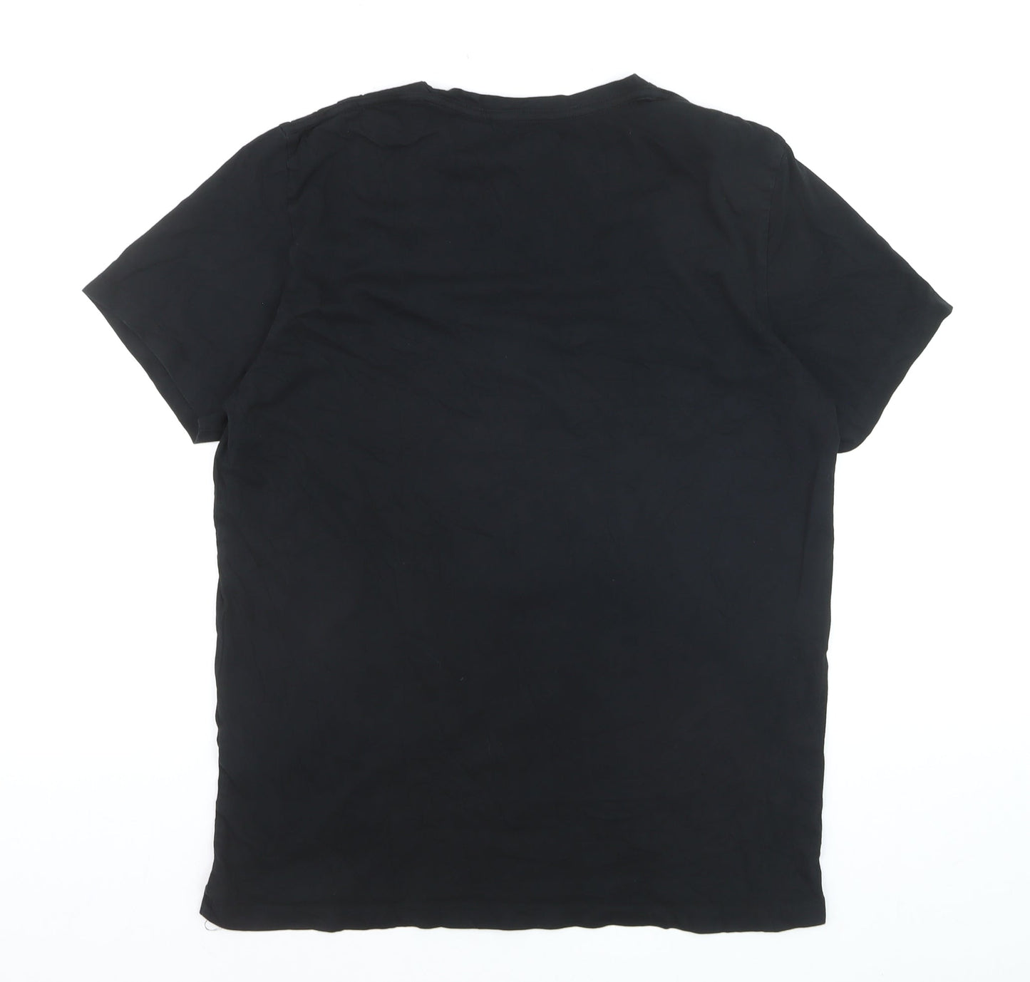 AllSaints Men's Black Cotton Crew Neck Logo T-Shirt Size L