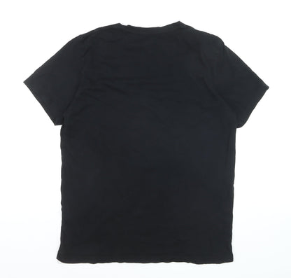 AllSaints Men's Black Cotton Crew Neck Logo T-Shirt Size L