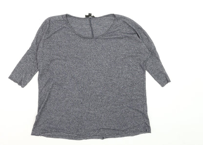 Topshop Women’s Blue Jersey 3/4 Sleeve Relaxed T-Shirt Size 6
