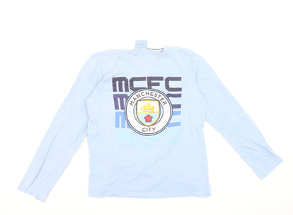 Manchester City Boys Blue Long Sleeve Pyjama Top 11-12 Years Football Sportswear
