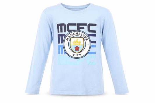 Manchester City Boys Blue Long Sleeve Pyjama Top 11-12 Years Football Sportswear