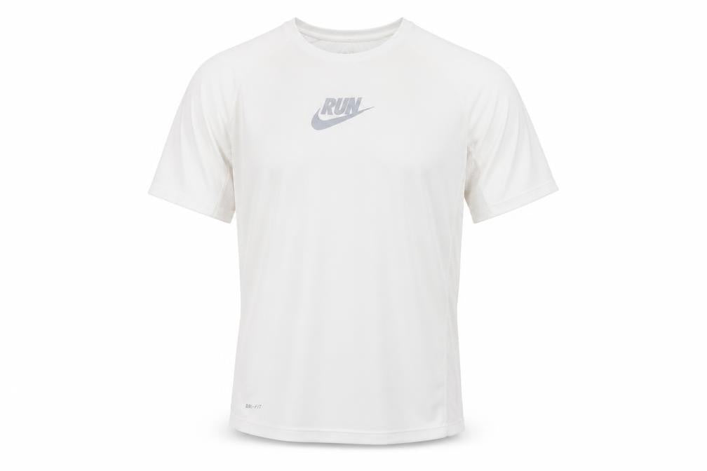 Nike Dri-Fit Men's White RUN Graphic Athletic T-Shirt Size M