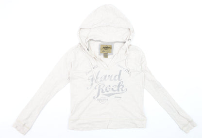 Hard Rock Cafe Womens Beige Pullover Hoodie Medium Cotton