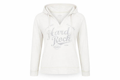 Hard Rock Cafe Womens Beige Pullover Hoodie Medium Cotton
