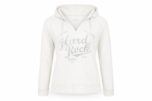 Hard Rock Cafe Womens Beige Pullover Hoodie Medium Cotton