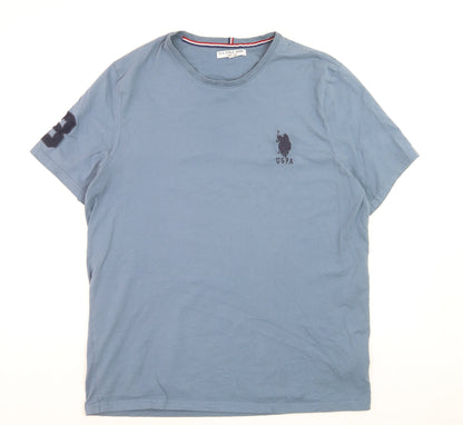 U.S. Polo Assn. Men's Blue XXL Crew Neck Cotton T-Shirt Short Sleeve