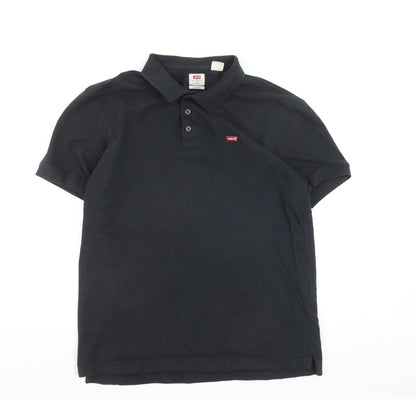 Levi's Men's Black Cotton Polo Shirt M Regular Fit