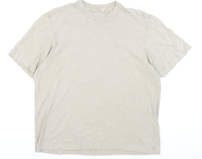 Abercrombie & Fitch Men's Beige Crew Neck Cotton T-Shirt Large