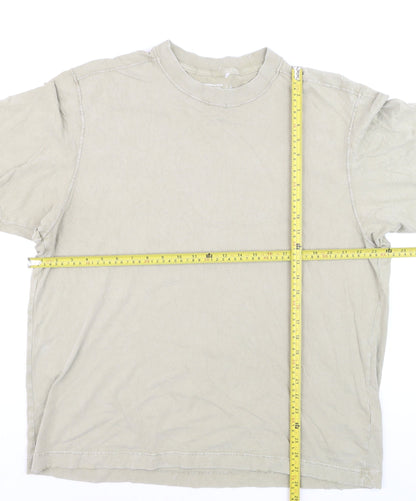 Abercrombie & Fitch Men's Beige Crew Neck Cotton T-Shirt Large