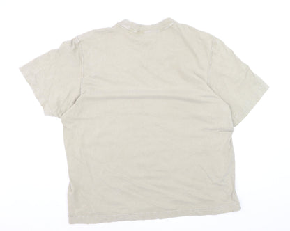 Abercrombie & Fitch Men's Beige Crew Neck Cotton T-Shirt Large