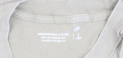 Abercrombie & Fitch Men's Beige Crew Neck Cotton T-Shirt Large