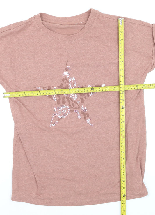 Next Women’s Brown Sequin Star T-Shirt Size 12 Short Sleeve