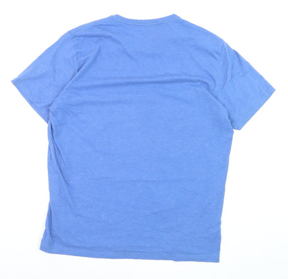 A&W85 Men's Blue Graphic Print Crew Neck T-Shirt Size L