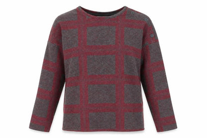 Next Women's Red Check Knit Button Shoulder Jumper Size 10