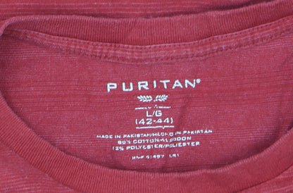 Puritan Men's Red Crew Neck Cotton Blend Short Sleeve T-Shirt Size L