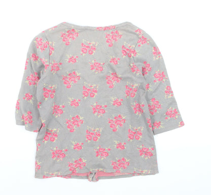 Topshop Women's Grey Floral Button-Up Crop Top Size 10