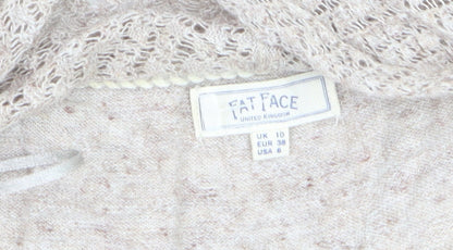 Fat Face Women’s Beige Open Knit Long Sleeve Cardigan Size 10