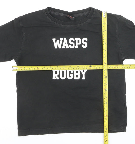 Canterbury Boys Black Wasps Rugby T-Shirt 6 Years Cotton Short Sleeve Top