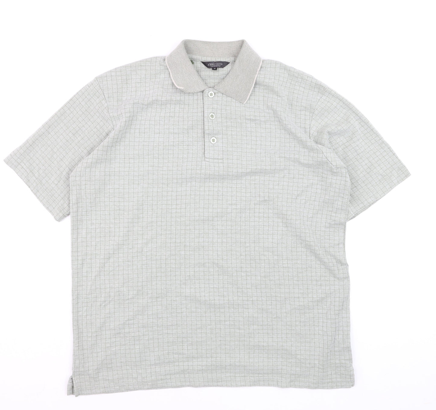 John Curtis Men’s Grey Check Polo Shirt Size M Classic Fit