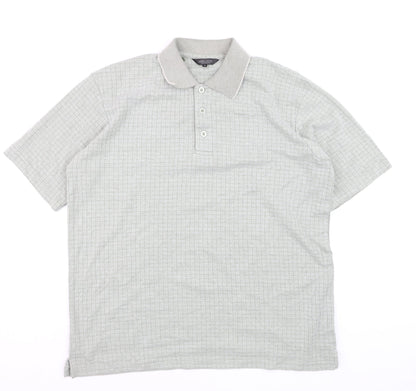John Curtis Men’s Grey Check Polo Shirt Size M Classic Fit
