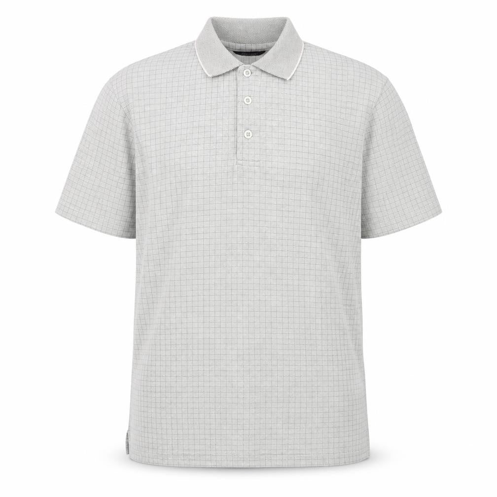 John Curtis Men’s Grey Check Polo Shirt Size M Classic Fit