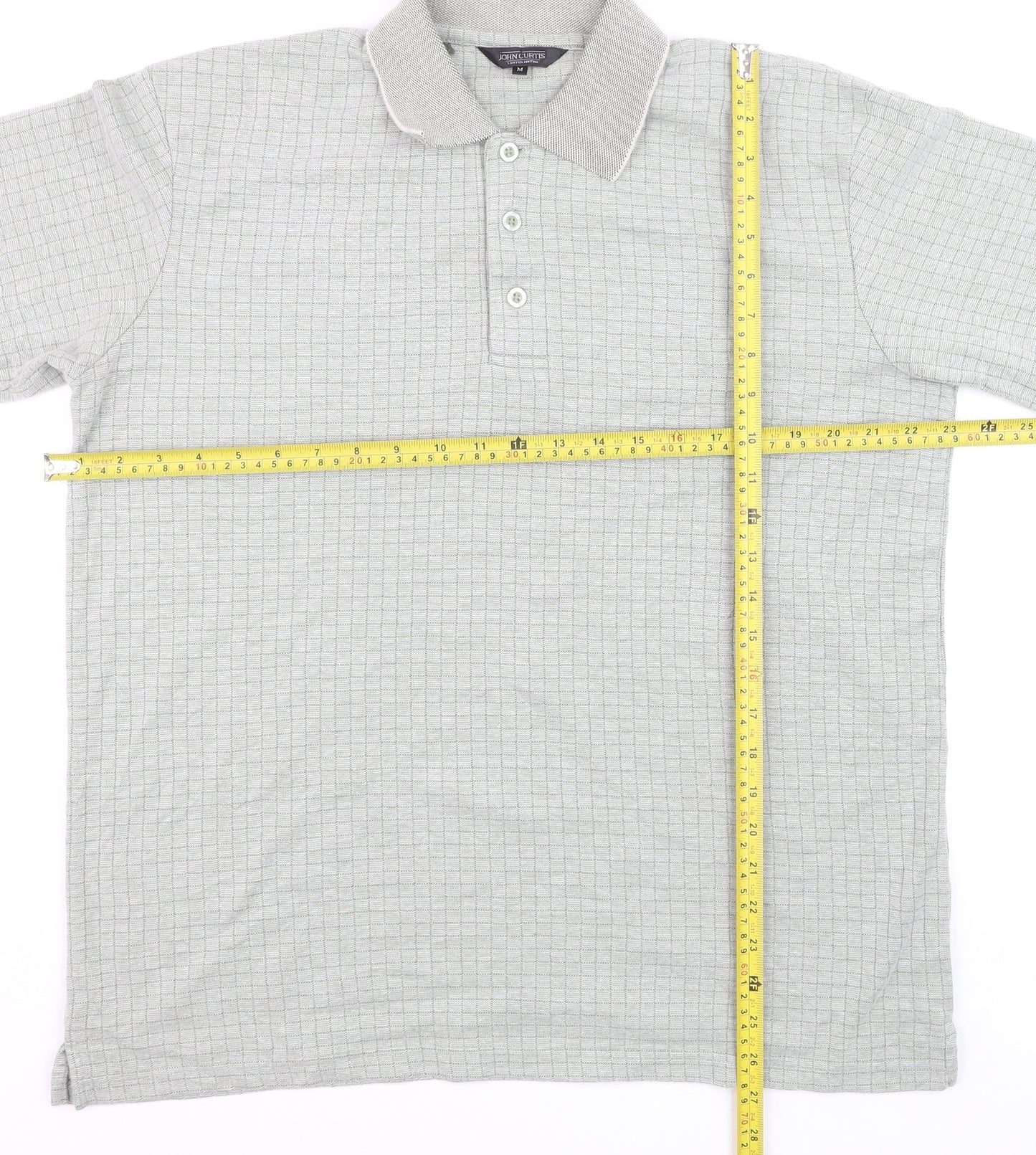 John Curtis Men’s Grey Check Polo Shirt Size M Classic Fit