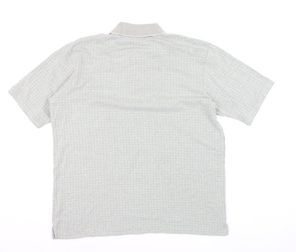 John Curtis Men’s Grey Check Polo Shirt Size M Classic Fit