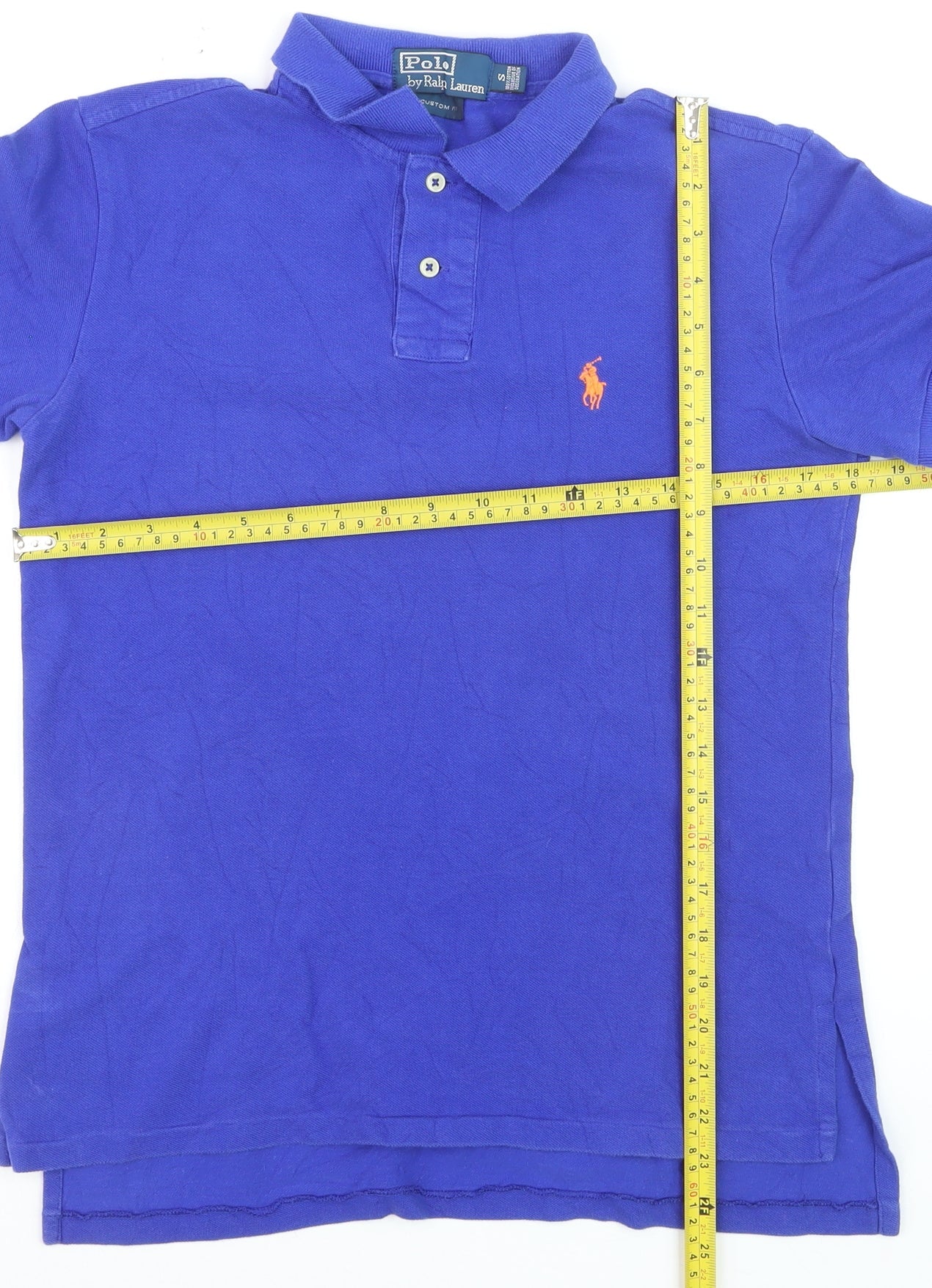 Ralph Lauren Men's Blue Custom Fit Cotton Short Sleeve Polo Shirt S