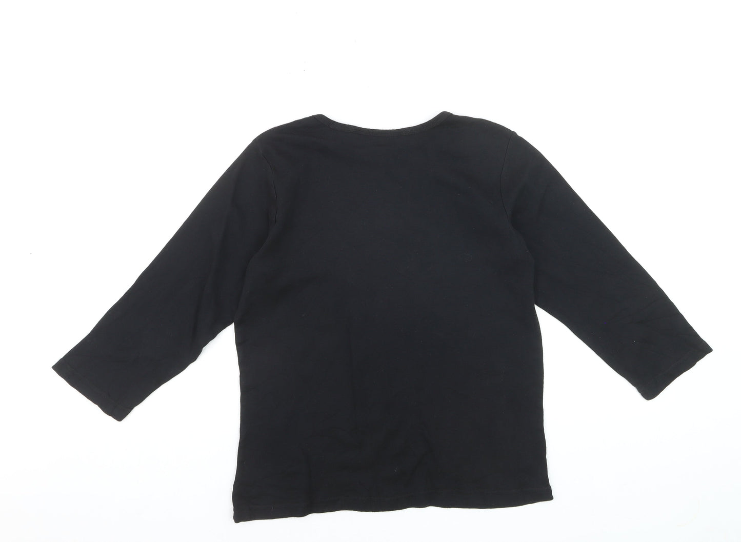 Artscapes Womens Black Paris Embroidered Cotton T-Shirt M
