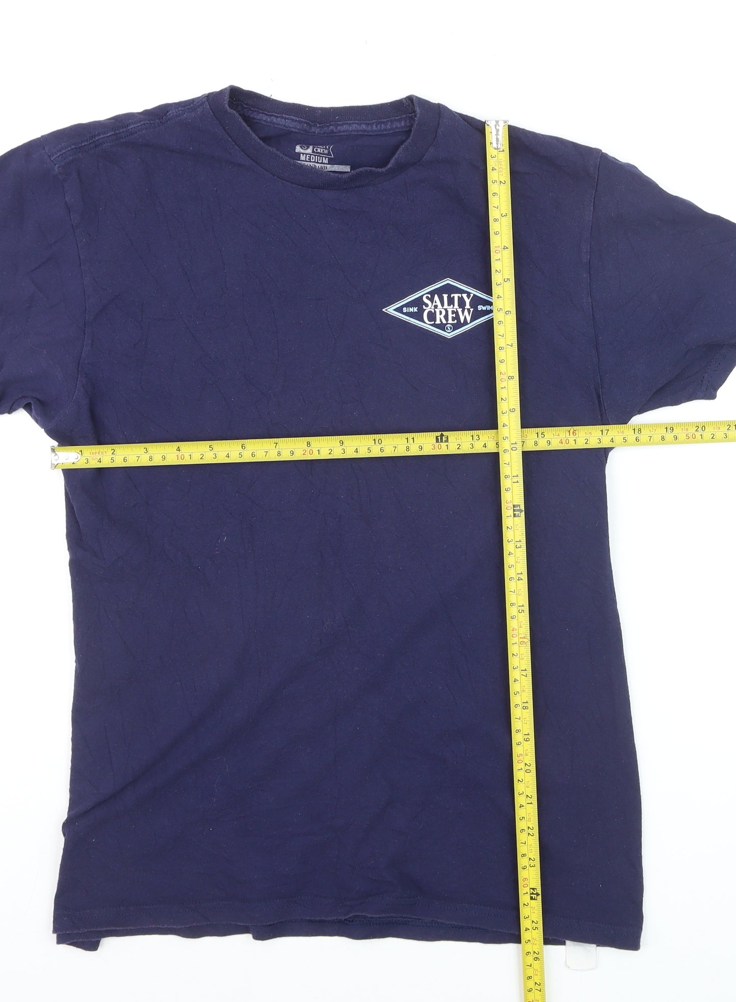 Salty Crew Men's Navy Blue Cotton Short Sleeve Graphic T-Shirt Medium