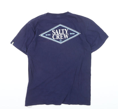Salty Crew Men's Navy Blue Cotton Short Sleeve Graphic T-Shirt Medium