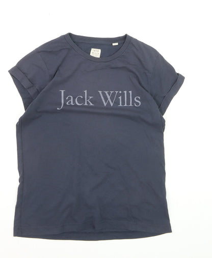 Jack Wills Women's Blue Cotton Crew Neck T-Shirt UK 6