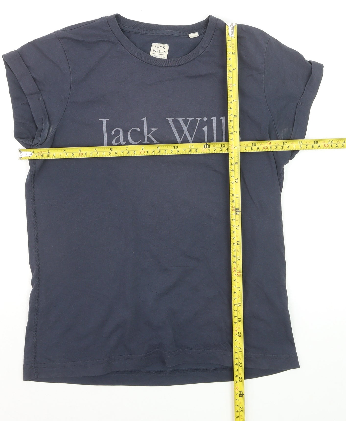 Jack Wills Women's Blue Cotton Crew Neck T-Shirt UK 6