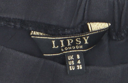 Lipsy Women’s Black Leopard Side Stripe Stretch Leggings Size 8