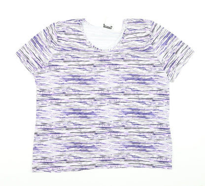Collection L Women’s Multicoloured Stripe T-Shirt Size 20 Viscose Blend