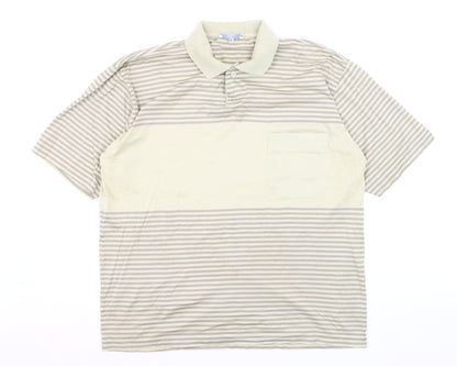 Valentino Uomo Men's Beige Striped Polo Shirt XL Regular Fit