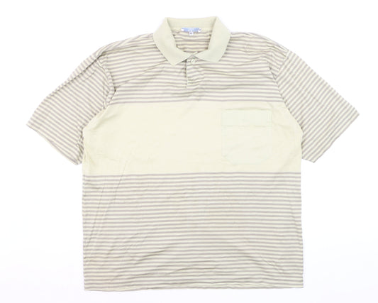Valentino Uomo Men's Beige Striped Polo Shirt XL Regular Fit
