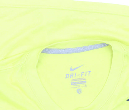 Nike Men's Yellow Dri-FIT Short Sleeve Sports T-Shirt L