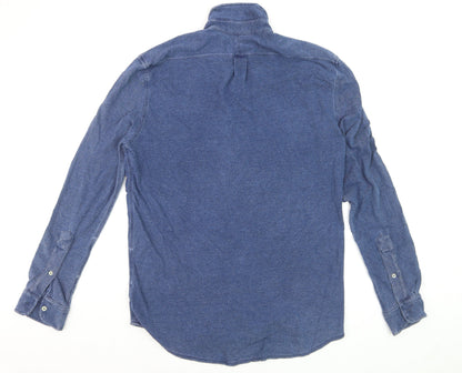 Ralph Lauren Men's Blue Cotton Button-Down Long Sleeve Shirt M
