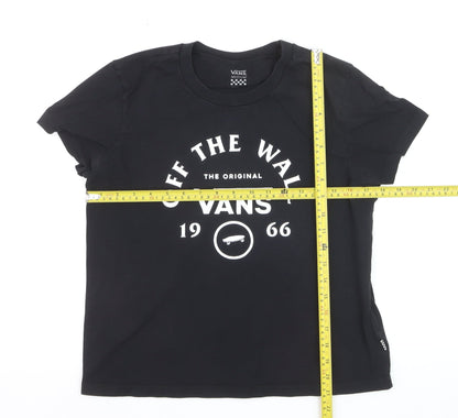 Vans Women’s Black Cotton Crew Neck Logo T-Shirt Size M
