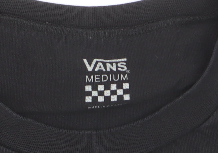 Vans Women’s Black Cotton Crew Neck Logo T-Shirt Size M