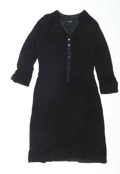 Hobbs Women’s Black V-Neck Shift Dress Size 10 Workwear Style